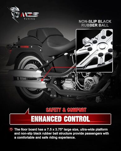 MZS Motorcycle Floorboards Passenger Driver, Touring Footboards Set Wide Foot Pegs Board Pedal Stretched Chrome Compatible with Electra Street Glide Road King Ultra Glide Limited Trike Softail FLD in Saudi Arabia