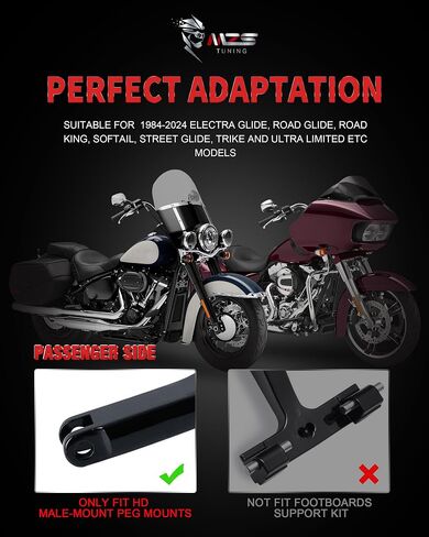 MZS Motorcycle Floorboards Passenger Driver, Touring Footboards Set Wide Foot Pegs Board Pedal Stretched Chrome Compatible with Electra Street Glide Road King Ultra Glide Limited Trike Softail FLD in Saudi Arabia