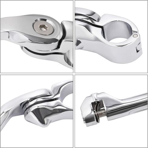 TCMT Chrome Foot Pets Foot Rest Mounting P-Clamp Footpeg Footsrest مجموعة نوبات لهارلي ديفيدسون 1 1/4 "(32 مم) قضبان الطرق السريعة in Saudi Arabia