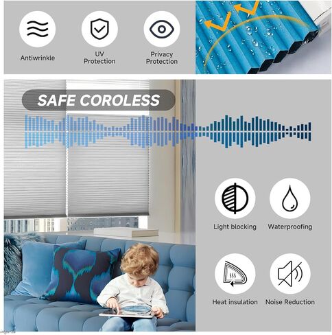 No Drill No Tools Cellular Shades Top Down Bottom Up Honeycomb Blinds Blackout Cordless Window Blinds Easy to Install Cellular Shade for Windows,Custom Color,Custom Size in Saudi Arabia