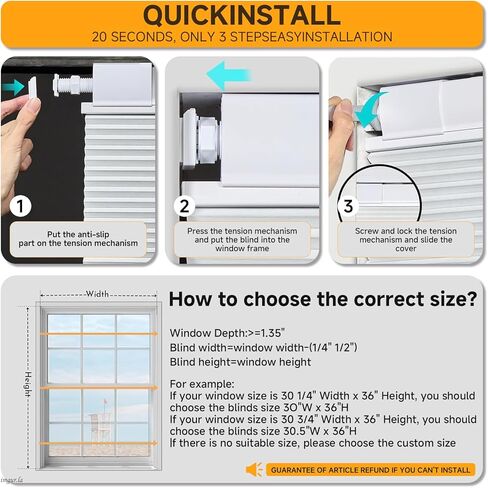 No Drill No Tools Cellular Shades Top Down Bottom Up Honeycomb Blinds Blackout Cordless Window Blinds Easy to Install Cellular Shade for Windows,Custom Color,Custom Size in Saudi Arabia