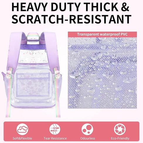 Clear Backpack for School Girls - 16.5inch Transparent Stadium Approved Kids Bookbag See Through Middle College School Bag Large Laptop Backpack for Women Teenagers Students in Saudi Arabia