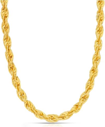 18K Gold Vermeil Italian Rope Chain Necklace for Men Women - 925K ITALY Stamped 18k Gold Vermeil Sterling Silver in Kuwait