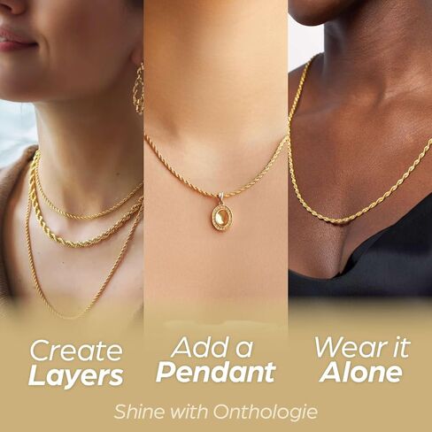 18K Gold Vermeil Italian Rope Chain Necklace for Men Women - 925K ITALY Stamped 18k Gold Vermeil Sterling Silver in Kuwait