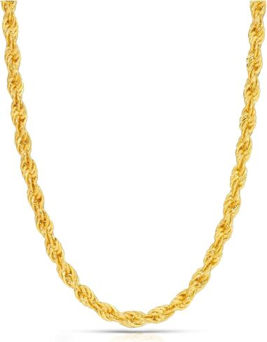 18K Gold Vermeil Italian Rope Chain Necklace for Men Women - 925K ITALY Stamped 18k Gold Vermeil Sterling Silver in Kuwait