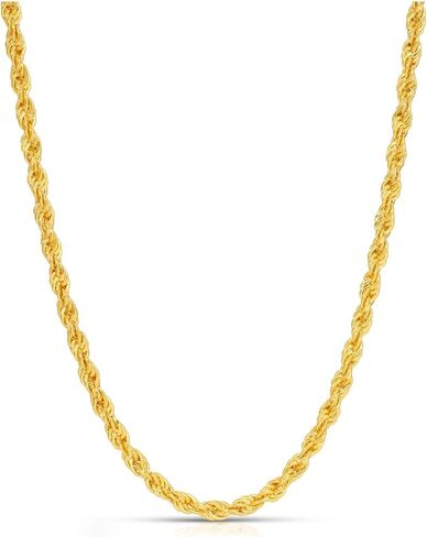 قلادة سلسلة حبل حبل إيطالية 18K فيرميل للرجال - 925K إيطاليا مختوم 18 كيلو الذهب الفضة الفضية in Kuwait