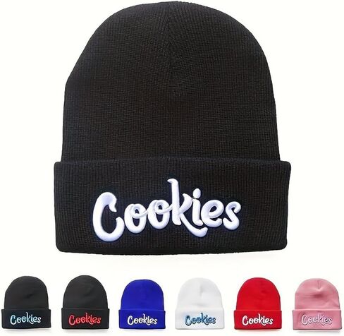 Unisex Letter Embroidered Knit Beanie Cuffed Hat Adult for Women Men Winter Stretch Warm Knit Hat in Saudi Arabia