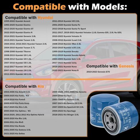 Kefly 26300-35505 Engine Oil Filters Fits for Hyundai Elantra Tucson Santa Fe Kia Sportage Forte Seltos, with Drain Plug Gasket (2 PCS) in Saudi Arabia