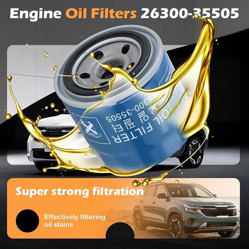 Kefly 26300-35505 Engine Oil Filters Fits for Hyundai Elantra Tucson Santa Fe Kia Sportage Forte Seltos, with Drain Plug Gasket (2 PCS) in Saudi Arabia
