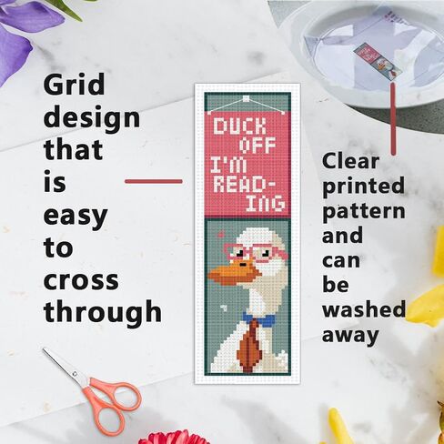 INFUNLY 6 Set Rose Window Cross Stitch Bookmark Kits for Beginners DIY Red Rose Embroidery Bookmark Kits with Instructions Flower Window Pre-Printed Bookmark Kit for Book Lovers Readers Women Gifts in Kuwait