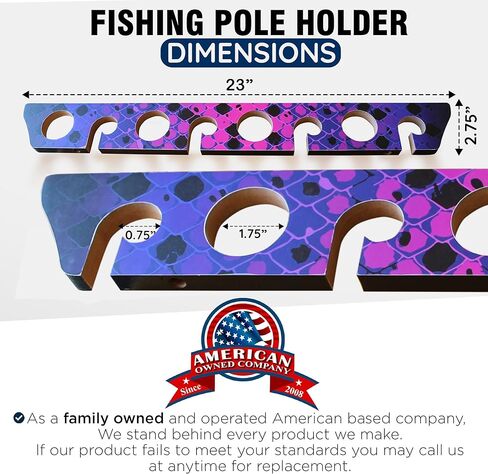 رف حائط لعمود الصيد مكون من 8 قضبان من Rush Creek Creations، حزمة مزدوجة، حامل سقف لأعمدة الصيد، رف تخزين قضيب الصيد، وردي/أسود in Kuwait