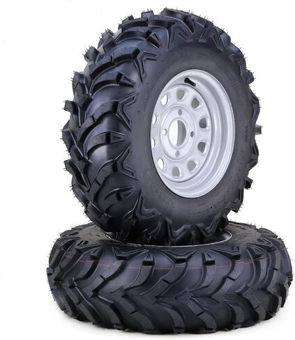 WANDA 25x8-12 Solid Mud ATV Tire Wheel Assembly with 4-110 PCD 5+2 Silver Wheel,SET 2 in Saudi Arabia