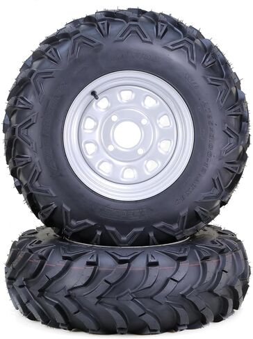 WANDA 25x8-12 Solid Mud ATV Tire Wheel Assembly with 4-110 PCD 5+2 Silver Wheel,SET 2 in Saudi Arabia