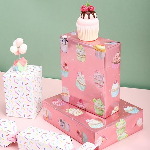 LaRibbons Reversible Unicorn Wrapping Paper with Foil Design, 17 Inch x 33 Feet - Purple Unicorn Gift Wrap with Gold Hearts for Girls Birthday, Baby Shower, Kids Party in Kuwait