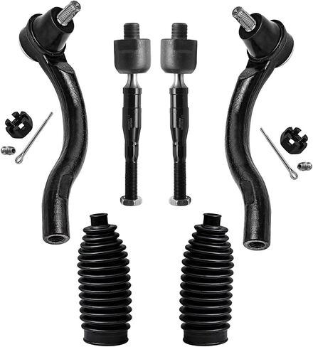 Detroit Axle - 1.8L Front 6pc Tie Rods Kit for 06-11 Honda Civic, 4 Inner & Outer Tie Rods 2 Boots 2006 2007 2008 2009 2010 2011 Replacement in Saudi Arabia