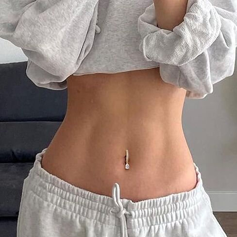 AVYRING 14G Stainless Steel Belly Button Rings for Women Belly Button Ring Hoop Clicker Opal Pink Heart CZ Silver Gold Navel Piercing Jewelry in Kuwait