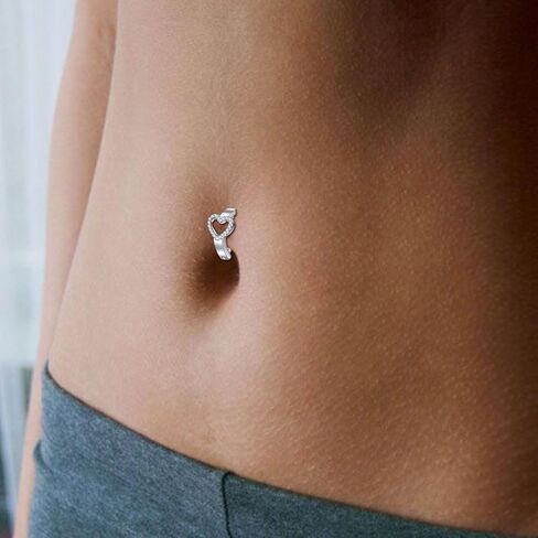 AVYRING 14G Stainless Steel Belly Button Rings for Women Belly Button Ring Hoop Clicker Opal Pink Heart CZ Silver Gold Navel Piercing Jewelry in Kuwait