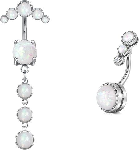 AVYRING 14G Stainless Steel Belly Button Rings for Women Belly Button Ring Hoop Clicker Opal Pink Heart CZ Silver Gold Navel Piercing Jewelry in Kuwait