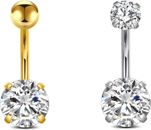 AVYRING 14G Stainless Steel Belly Button Rings for Women Belly Button Ring Hoop Clicker Opal Pink Heart CZ Silver Gold Navel Piercing Jewelry in Kuwait