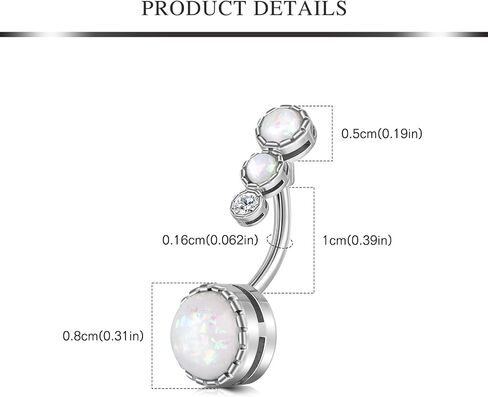 AVYRING 14G Stainless Steel Belly Button Rings for Women Belly Button Ring Hoop Clicker Opal Pink Heart CZ Silver Gold Navel Piercing Jewelry in Kuwait