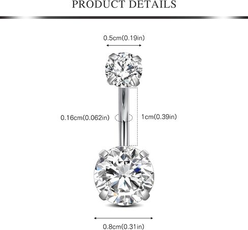 AVYRING 14G Stainless Steel Belly Button Rings for Women Belly Button Ring Hoop Clicker Opal Pink Heart CZ Silver Gold Navel Piercing Jewelry in Kuwait