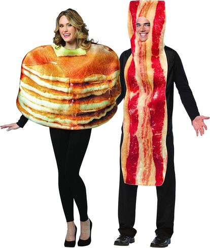 Rasta Imposta Pancakes & Bacon Slice Couples Halloween Breakfast Costume, Adult One Size in Saudi Arabia