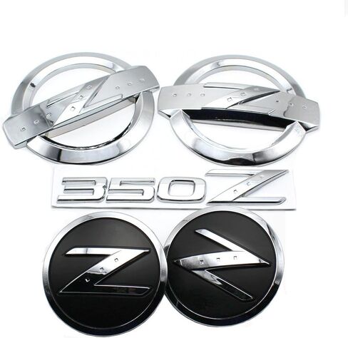 استبدال جديد 2XN-ZS + 1xn-5ZS + 2xn-FDZ Metal (وليس البلاستيك) 350Z شارة أطقم السيارة جسم الجسم الخلفي شارات الشارات الفضية كروم الشارات لنيسان 350Z Fairlady Z33 شارات in Saudi Arabia