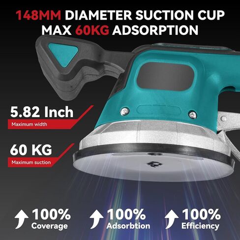 Tile Vibration Tool with 2 x 20V Batteries, Tile Installation Leveling Machine 18000r/Min, Tile Suction Cup Vibrating Tool 200kg Adsorption, 8 Adjustable Speed & LCD Display for Floor, Tile, Wall in Saudi Arabia