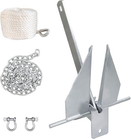 طقم مرساة بنمط فلوك مجلفن 5LB/8.5LB/13LB، يتضمن مرساة فلوك مجلفنة، وحبل، وأغلال، وسلسلة لمراسي القوارب الصغيرة العائمة in Kuwait
