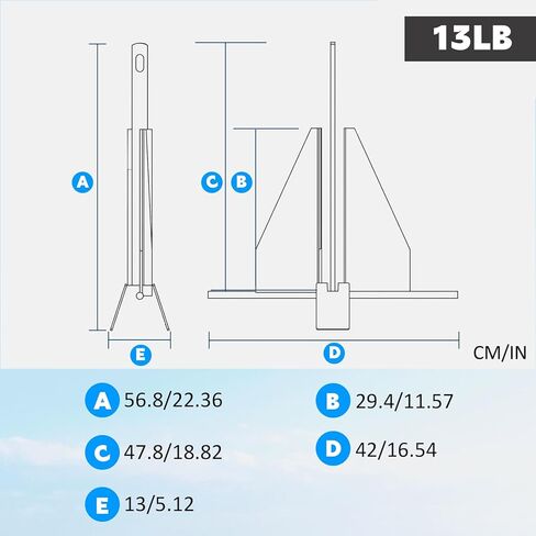 طقم مرساة بنمط فلوك مجلفن 5LB/8.5LB/13LB، يتضمن مرساة فلوك مجلفنة، وحبل، وأغلال، وسلسلة لمراسي القوارب الصغيرة العائمة in Kuwait
