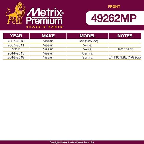 Metrix Premium Chassis Parts - Front Stabilizer Bar Bushing Kit Fits 07-18 Nissan Tiida (Mexico), 07-11 Versa, 12 Versa Hatchback, 14-15 Sentra, 16-19 Sentra L4 110 1.8L, K200873, Made in Europe in Saudi Arabia