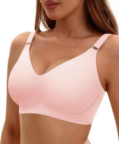 Womens Comfortable Wireless Bras with Support and Lift Seamless Push up Back Smoothing Comfort Everyday Bra in Kuwait