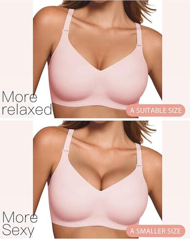 Womens Comfortable Wireless Bras with Support and Lift Seamless Push up Back Smoothing Comfort Everyday Bra in Kuwait