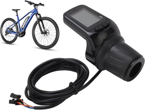 Electric Bike Throttle Grip Half Twist with LCD Display Panel Headlight Interface 5P+2P Ordinary Cable Compatible with 24V 36V 48V 60V Electric Bikes and Scooters in Saudi Arabia
