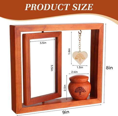 Memorial Picture Frame Small Urns for Human Ashes Keepsake Gifts Mini Cremation Urn Sympathy Gifts for Loss of Loved One Fits 6’’-7’’ Photo and 2.5’’ Inches Keepsake Urns for Human Ashes in Saudi Arabia