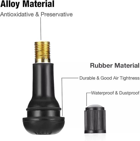 300PCS Tire Valve Stems TR413, Hunting Horse Snap-in Car Auto Short Rubber Tubeless Tire Valve Stem Suit for 0.453" 11.5mm Rim Holes, Black in Kuwait