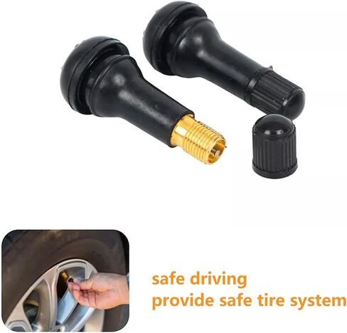 300PCS Tire Valve Stems TR413, Hunting Horse Snap-in Car Auto Short Rubber Tubeless Tire Valve Stem Suit for 0.453" 11.5mm Rim Holes, Black in Kuwait