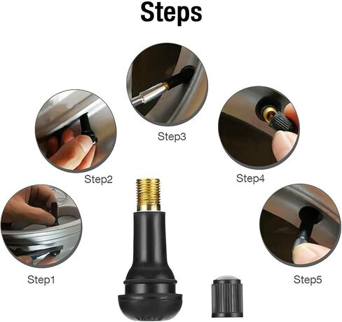 300PCS Tire Valve Stems TR413, Hunting Horse Snap-in Car Auto Short Rubber Tubeless Tire Valve Stem Suit for 0.453" 11.5mm Rim Holes, Black in Kuwait