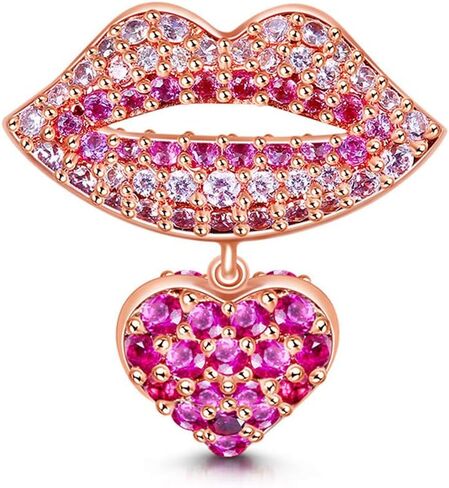 GNOCE "Kissing You 925 Sterling Silver Mouth Charm Red Lips With Heart Bead Kiss Mouth Charms Pendant Love You My Heart Fit All Major Brands Of Bracelet in Saudi Arabia
