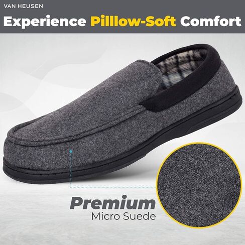 Van Heusen Men's Slippers Comfy Slip-On Micro Suede House with SoftFlannel Lining in Saudi Arabia