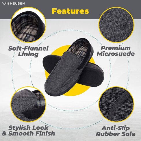 Van Heusen Men's Slippers Comfy Slip-On Micro Suede House with SoftFlannel Lining in Saudi Arabia