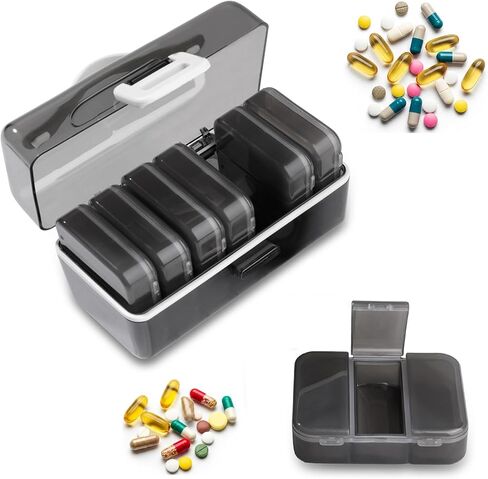 7 Day Pill Organizer,3 Times a Day, Large Weekly Pill Box, Multi-Layer Sealing and Moisture-Proof,with One-Side Large Openings for Easy to Use,AM PM Case for Medication,Vitamins,Supplements in Saudi Arabia