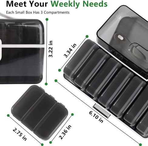 7 Day Pill Organizer,3 Times a Day, Large Weekly Pill Box, Multi-Layer Sealing and Moisture-Proof,with One-Side Large Openings for Easy to Use,AM PM Case for Medication,Vitamins,Supplements in Saudi Arabia