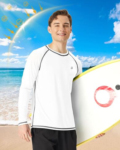 Roadbox Mens Sun Protection Swim Shirt, Long Sleeve UPF 50+ Rash Guard, Quick-Dry Fishing Shirts for Beach Surfing Hiking in Saudi Arabia