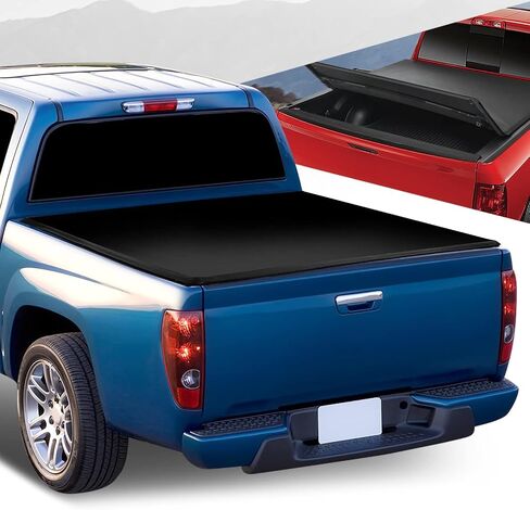 Auto Dynasty FRP Hard Tri-Fold Truck Bed Tonneau Cover Compatible with 2004-2012 Chevy Colorado GMC Canyon Isuzu I-290 I-370 6Ft Fleetside/Styleside Bed, Black Powdercoated in Saudi Arabia