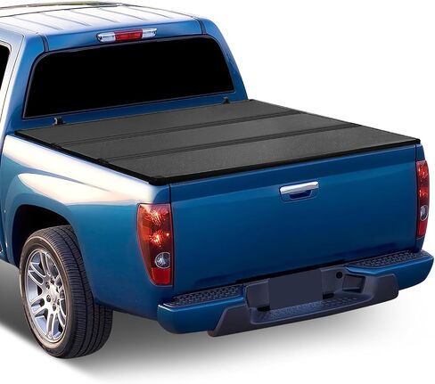 Auto Dynasty FRP Hard Tri-Fold Truck Bed Tonneau Cover Compatible with 2004-2012 Chevy Colorado GMC Canyon Isuzu I-290 I-370 6Ft Fleetside/Styleside Bed, Black Powdercoated in Saudi Arabia