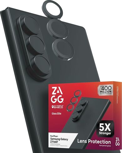 واقي عدسة الكاميرا ZAGG Glass Elite المضاد للانعكاس لهاتف Samsung Galaxy Z Fold6 - واقي عدسة من الزجاج المقوى بإطار من البولي كربونات، أقوى بـ 5 مرات، أقصى حماية للخدش، مقاوم للتلطخ in Saudi Arabia