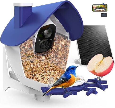 Birdsnap® P33 - وحدة تغذية الطيور مع كاميرا تعمل بالطاقة الشمسية ، 2K قابلة للفصل كاميرا الطيور مع بطاقة 32 جيجابايت ، منظمة العفو الدولية التعريف الأنواع الريش ، سجل السيارات في الفناء الخلفي ، هدية مثالية لمحبي الطيور in Kuwait