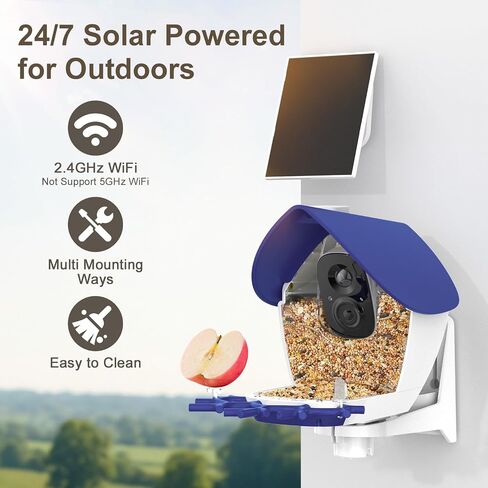 Birdsnap® P33 - وحدة تغذية الطيور مع كاميرا تعمل بالطاقة الشمسية ، 2K قابلة للفصل كاميرا الطيور مع بطاقة 32 جيجابايت ، منظمة العفو الدولية التعريف الأنواع الريش ، سجل السيارات في الفناء الخلفي ، هدية مثالية لمحبي الطيور in Kuwait