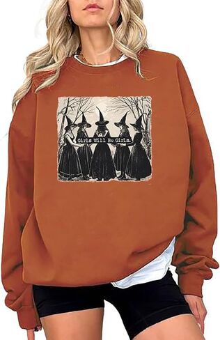 قميص هالوين للنساء للنساء الفتيات سيكونون فتيات هالوسماس سحرة تجمع قمم السحب الرسومية in Kuwait